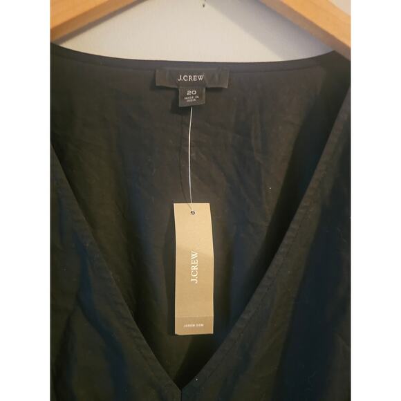 J. Crew Black V-neck Puff Sleeve Cotton Poplin Mini Dress Size 20 new with tags - Picture 6 of 9